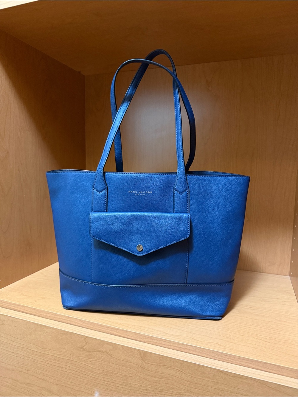 Marc Jacobs Royal Blue Leather Tote with Front Flap Pocket